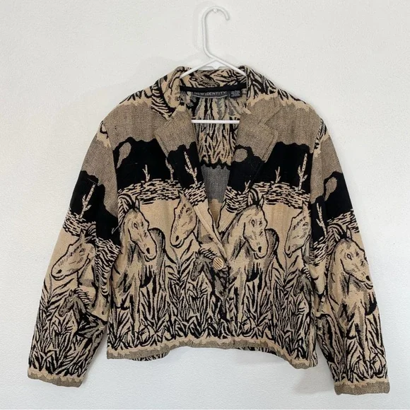 Vintage tan and black horses jacket - Picture 4 of 7